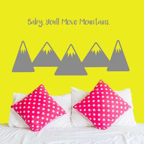 Vista 4 de Set de adhesivos de pared para bebé Chromantics You'll Move Mountains – Mountains & Dr. Seuss con cita de pared