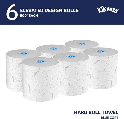 Vista 2 de Kleenex Toallas de Papel en Rollo Duro Profesionales, a Granel (54471), Enrollado Duro, Diseño Elevado, Bolsillos de Absorción Premium, Blanco