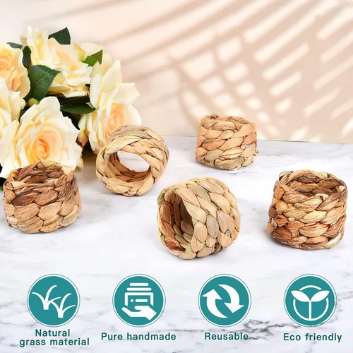 Vista 3 de Juego de 8 servilleteros de primavera, servilletas rústicas hechas a mano, decoración de mesa de primavera, servilletas de granja para Pascua