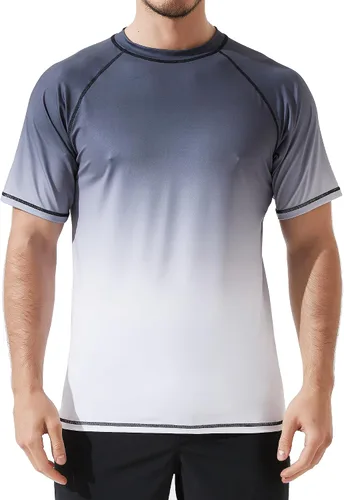 Vista 7 de Arcweg Rashguard Men Swim Short Sleeves Diving UV Protection UPF 50+ Elastic Rash Vest Loose Fit Top Swimming Quick Drying