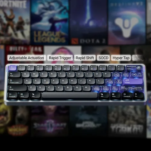 Vista 5 de nuphy Air60 HE Wired Magnetic Gaming Keyboard,61 Keys Rapid Trigger,60% Compact,Actuation Point Adjustable, 8K Hz Polling Rate,Hall Effect Keyboard