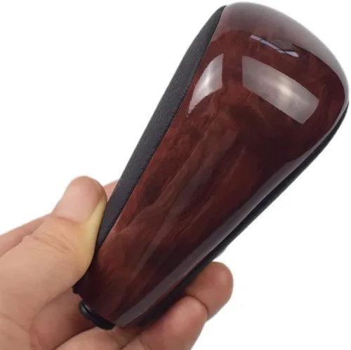 Vista 5 de Cuero automático con perilla de palanca de cambios de madera para Toyota Prado 120 2003 2004 2005 2006 2007 2008 2009 (1 pieza de nogal)