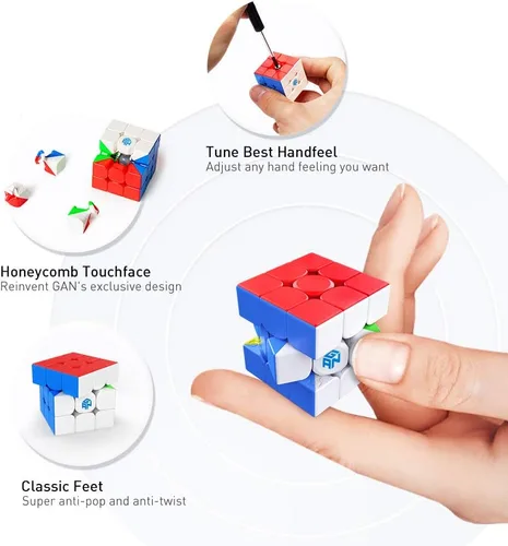 Vista 8 de GAN 356M Speedcube magnético 3x3 sin calcomanías, cubo de velocidad llavero