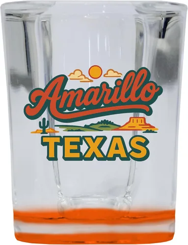 Vista 6 de Amarillo Texas Typographic Design Souvenir 2 oz Square Shot Glass Blue Base