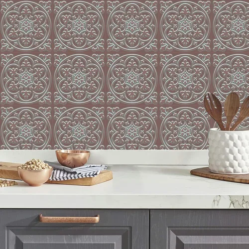 Vista 2 de SVNOOC Adhesivos de azulejos de pared despegar y pegar, calcomanías para salpicadero, azulejos para el hogar para cocina/sala de estar/baño