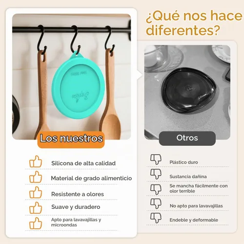 Vista 3 de Sophico Tapas de repuesto de silicona para vasos de vidrio Pyrex y Anchor Hocking de 10 onzas, cubierta redonda de silicona para almacenamiento