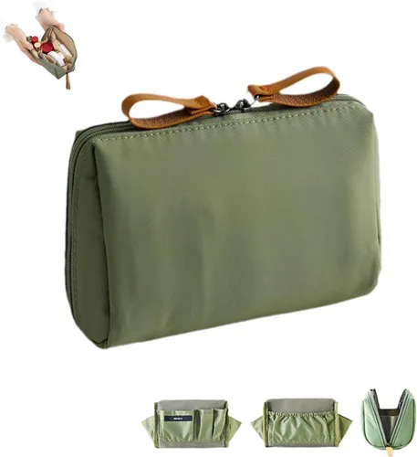 Vista 9 de Bolsa de maquillaje de viaje para mujer, mini bolsa de maquillaje de viaje impermeable, bolsa de embrague, bolsa multifuncional de gran capacidad