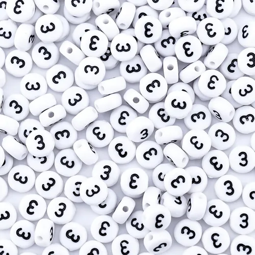 Vista 16 de 300 piezas de cuentas de número 0 redondas de 4x7mm, cuentas de número acrílico individual para hacer pulseras con dijes