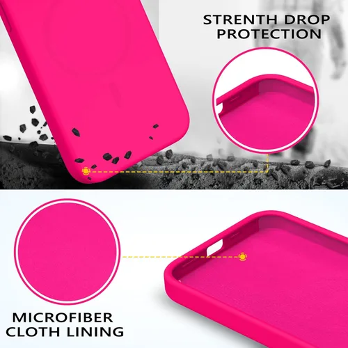 Vista 3 de GUAGUA Funda para iPhone 15 Plus de 6.7 pulgadas, silicona líquida compatible con MagSafe de goma suave, forro de microfibra delgada, funda de cojín