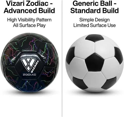 Vista 6 de VIZARI Zodiac Balón de fútbol juvenil de cuero sintético para niños, niñas y niños pequeños, diseño duradero e impermeable para entrenamiento