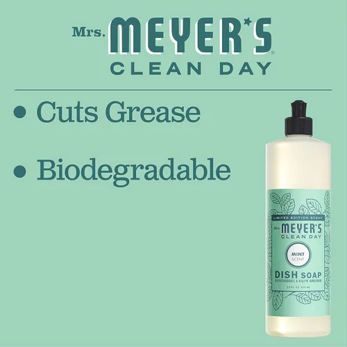 Vista 5 de MRS. MEYER'S CLEAN DAY - Jabón líquido para platos, fórmula biodegradable, edición limitada, menta, 16 onzas líquidas, paquete de 6
