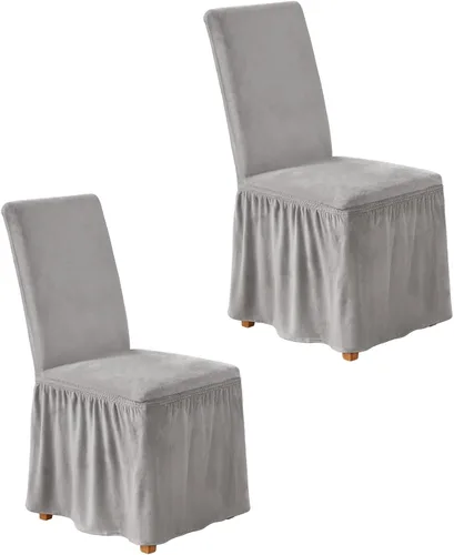 Vista 18 de NICEEC Fundas de silla de elastano para sillas de comedor, juego de 2 fundas de silla de comedor extraíbles con falda, fundas para sillas Parson