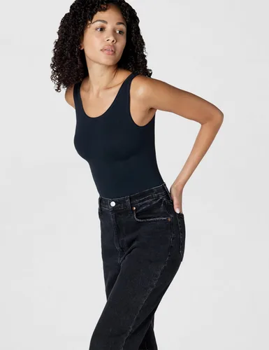 Vista 2 de Yummie Body de algodón sin costuras con espalda completa para mujer Negro