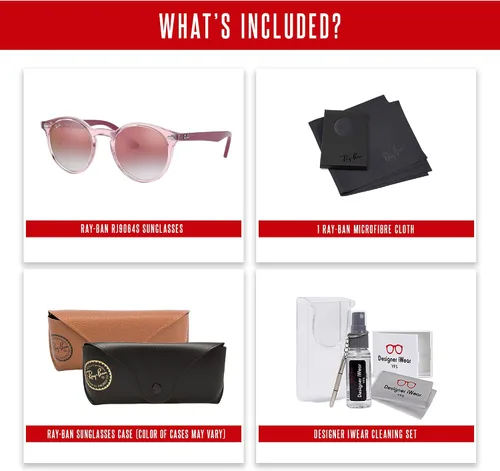 Vista 5 de Ray-Ban Junior Kids' RJ9064S Round Sunglasses For Boys For Girls +BUNDLE with ACCESSORY EYEWEAR KIT