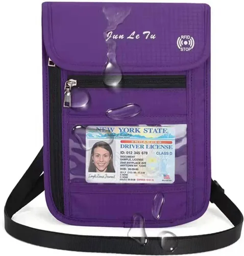 Vista 11 de Soporte para pasaporte para viajes, cartera de pasaporte RFID con diseño de ventana visual, organizador de documentos multifuncional, bolsa de viaje