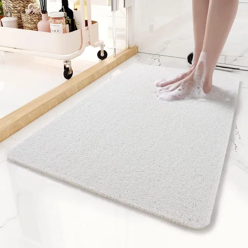 Vista 11 de Tapete antideslizante para bañera, 16 x 24 pulgadas, tapetes de ducha para bañera, tapetes de baño de PVC con textura de lufa para áreas húmedas