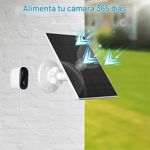 Vista 3 de Panel solar de 2 W para cámara de seguridad al aire libre, cargador USB/USB-C con IP65 impermeable, montaje ajustable de 360° y cable de 7.2 pies