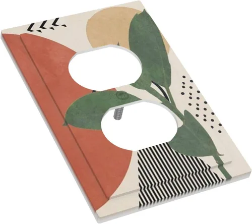 Vista 3 de Mid Century Morden Boho - Placa de pared para interruptor de luz dúplex de 1 banda, placa frontal decorativa eléctrica para receptáculo para baño