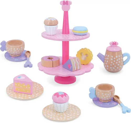 Vista 2 de Just Play Disney Wooden Toys - Juego de té de Minnie Mouse, juego de simulación, juguetes para niños con licencia oficial para niños a partir de 3