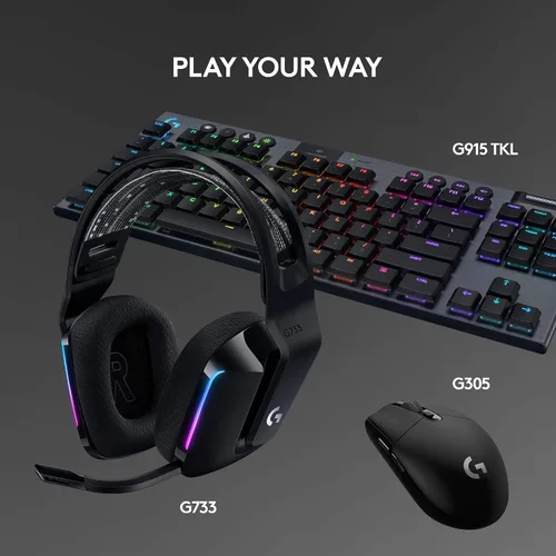 Vista 8 de Logitech G 733 Lightspeed - Auriculares inalámbricos para juegos con diadema de suspensión LIGHTTSYNC RGB tecnología de micrófono VOCE azul