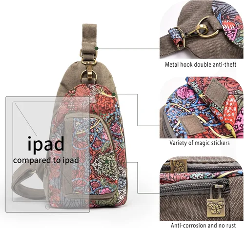 Vista 3 de Black Butterfly Bolsa de pecho prémium para mujer, bandolera pequeña, mochila de pecho para moda y ligera