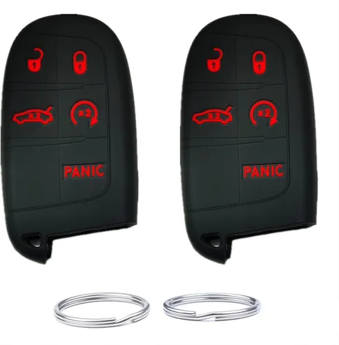 Vista 8 de Funda de silicona para mando a distancia con 5 botones para Jeep Grand Cherokee Dodge Challenger Charger Dart Durango Journey Chrysler 300. Número 2