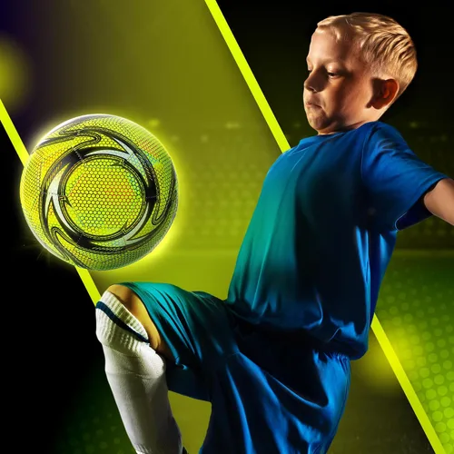 Vista 3 de Western Star Balón de fútbol que brilla en la oscuridad, tamaño 4 y 5, ilumina la noche y juega, para adultos y jóvenes, construcción atractiva
