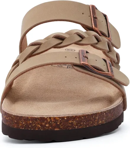 Vista 4 de KIDMI Sandalias con plantilla de corcho para mujer con soporte de arco, cómodas sandalias deslizantes con hebilla ajustable para el verano