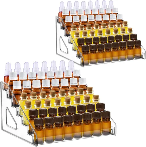 Vista 8 de YEXEXINM Organizador de aceites esenciales de 7 niveles, soporte de aceite esencial transparente, estante de almacenamiento de aceite esencial