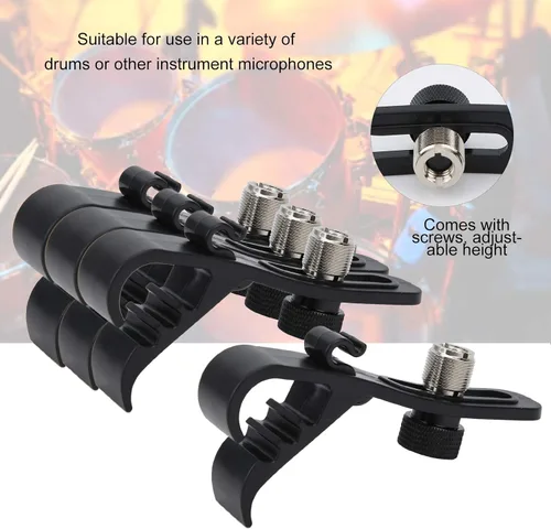 Vista 3 de Watris Veiyi - Clips para micrófono de tambor - 4 piezas, abrazaderas de montaje a prueba de golpes