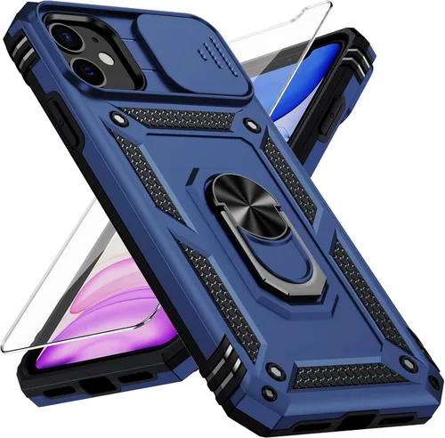 Vista 22 de Funda para iPhone 11 Pro con cubierta para lente de cámara, protector de pantalla HD, protección contra caídas de grado militar de 10 pies, soporte