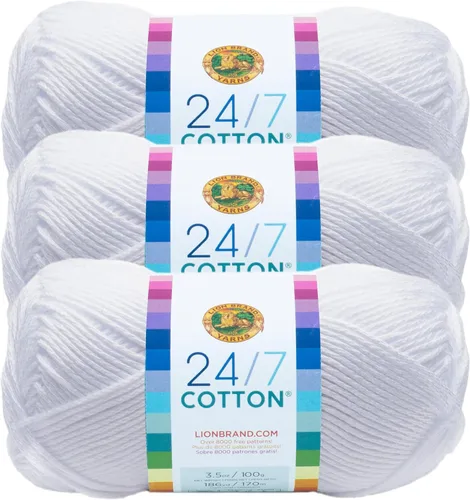 Vista 62 de Lion Brand Yarn - Hilo ligero 24/7 de algodón para tejer, hacer ganchillo y manualidades, Ámbar, paquete de 1 Light Worsted 100% Mercerized Cotton