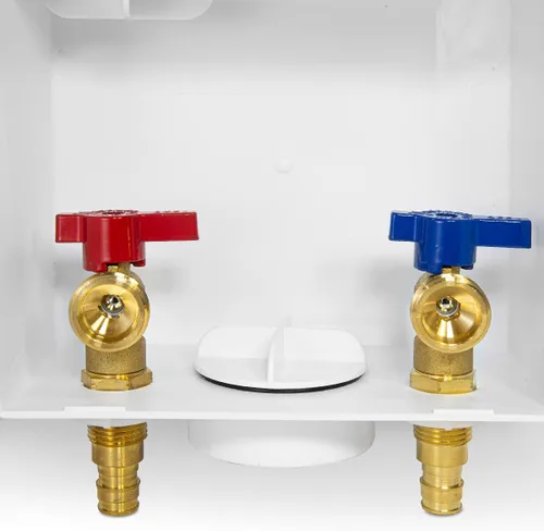 Vista 7 de Caja de salida para lavadora EFIELD, conexión de expansión de 1/2" Pex-A F1960 x conexión de 3/4" MHT, drenaje central con válvulas de 1/4 vuelta