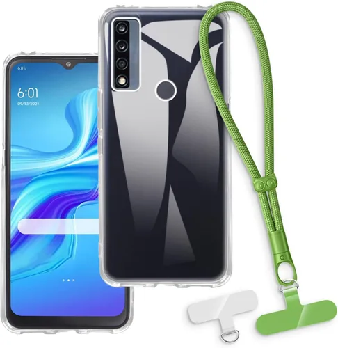 Vista 16 de Estuche y correa de muñeca para TCL 20 A 5G - transparente+negro Funda transparente + correa negra