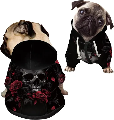 Vista 16 de Howilath Sudaderas con la bandera estadounidense para perros medianos, abrigo de invierno con diseño de pata de cachorro, ropa cálida con capucha