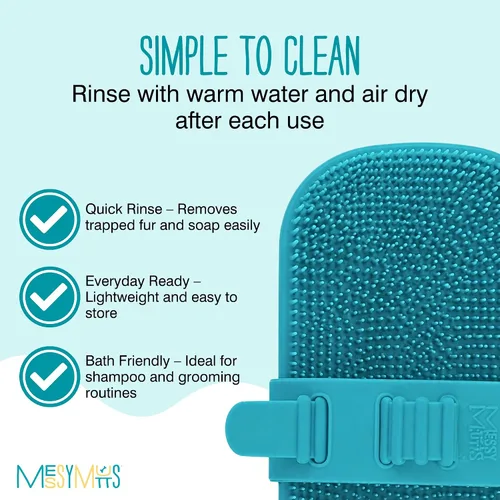 Vista 6 de Messy Mutts Cepillo reversible de silicona de doble cara para mascotas Masaje suave, cepillado, baño y herramienta de eliminación de pelo de perro