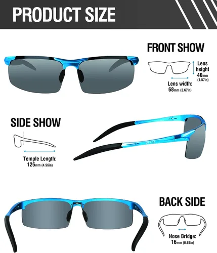 Vista 65 de Duco - Gafas de sol deportivas polarizadas para hombre con protección UV 8177s
