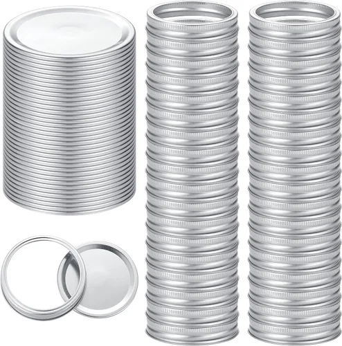 Vista 11 de 72 tapas de conservas con anillos de boca regular, para frascos Ball, Kerr – Tapas de metal tipo Mason para conservas – 100% de ajuste y herméticas