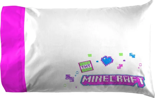 Vista 4 de Jay Franco - Juego de sábanas de microfibra, tamaño matrimonial, supersuave de Minecraft con diseño neón cibernético con Creeper, de 4 piezas
