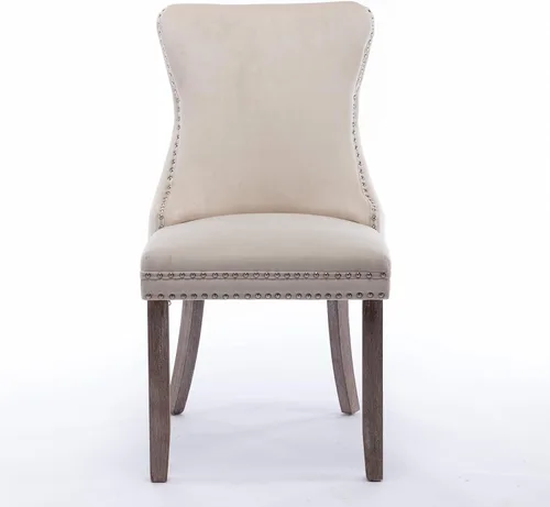 Vista 2 de Wing-Back Dining Chairs Set of 2 with Backstitching Nailhead Trim and Solid Wood Legs, American Design Upholstered Chair for Dining Room Table &