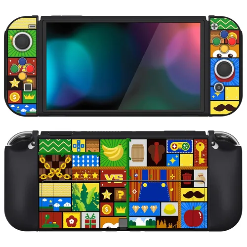 Vista 10 de PlayVital ZealProtect - Funda protectora suave para Nintendo Switch OLED, protector flexible Joycon Grip Cover para Nintendo Switch OLED con tapas