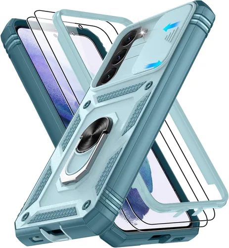 Vista 91 de Gritup Funda para Google Pixel 6 con cubierta deslizante para cámara y protector de pantalla (2 unidades), soporte de anillo giratorio 360°, funda