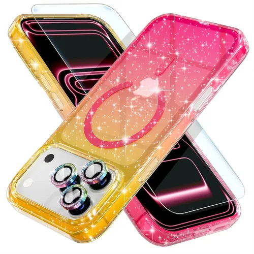 Vista 10 de Choiche Funda para iPhone 15 Pro Max compatible con MagSafe, color negro Purpurina negra