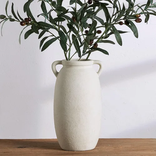 Vista 9 de Dobbyby - Florero de cerámica de 12 pulgadas, jarrón rústico para decoración del hogar, cerámica hecha a mano, jarrones altos de terracota
