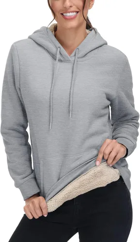 Vista 49 de MAGCOMSEN Sudaderas con capucha para mujer, con forro de sherpa, de vellón, para invierno, cálido, pesado, de algodón, con bolsillo