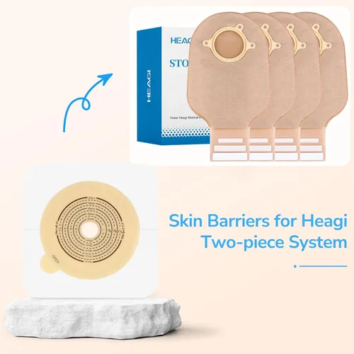 Vista 5 de 10 piezas de barrera cutánea con borde no tejido para bolsas de colostomía de dos piezas, corte a medida, 60 mm máx. – Barrera cutánea plana para un