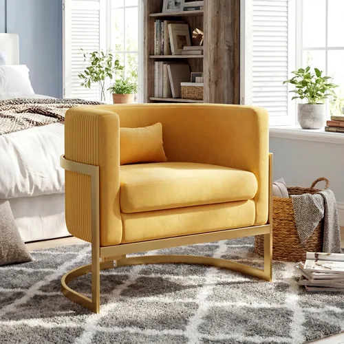 Vista 9 de Silla Decorativa Moderna de Cuero Sintético, Silla de Brazos Moderna y Confortable, Silla de Sofá Individual Tapizada para Sala de Estar