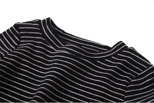 Vista 3 de Camiseta de manga larga para bebés y niños pequeños, camiseta de algodón a rayas con cuello redondo