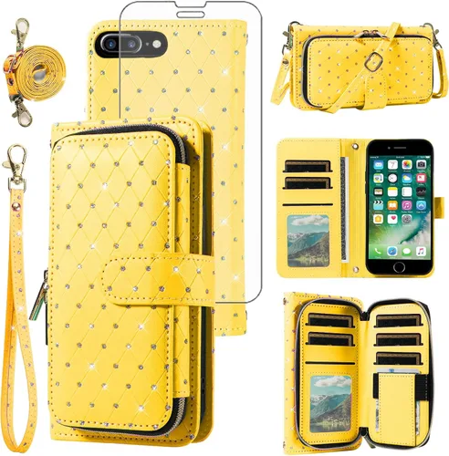 Vista 97 de Funda para teléfono iPhone 6 6S con cremallera y protector de pantalla con protector de pantalla, correa de cordón cruzado, ranura para iPhone 6 Six