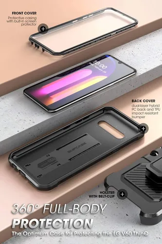 Vista 4 de SUPCASE Unicorn Beetle Pro Series - Funda diseñada para LG V60 ThinQ (versión 2020), funda resistente de cuerpo completo y funda con función atril